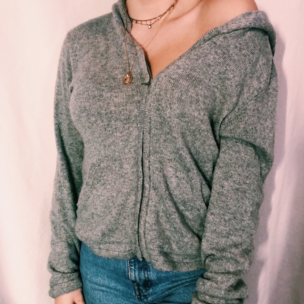 Brandy Melville gray zip up sweatshirt